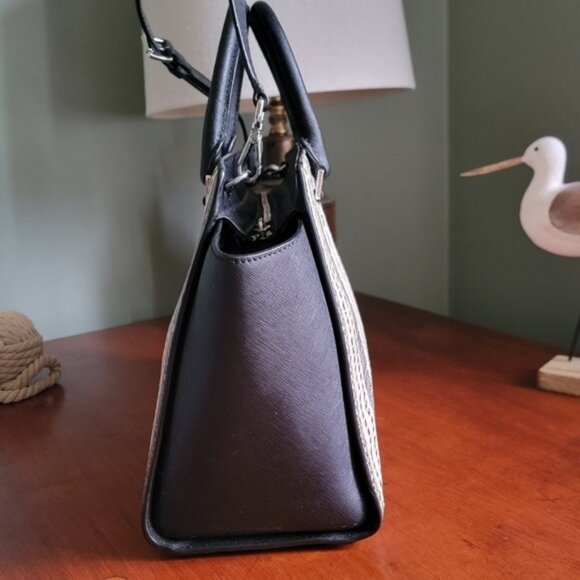 Michael Kors Selma Large Black & Cream Python Embossed Leather Satchel - Picture 4 of 15